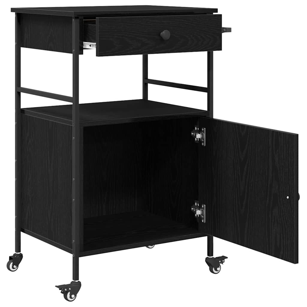 Carrello da Cucina Rovere Nero 56 x 43 x 89,5 cm