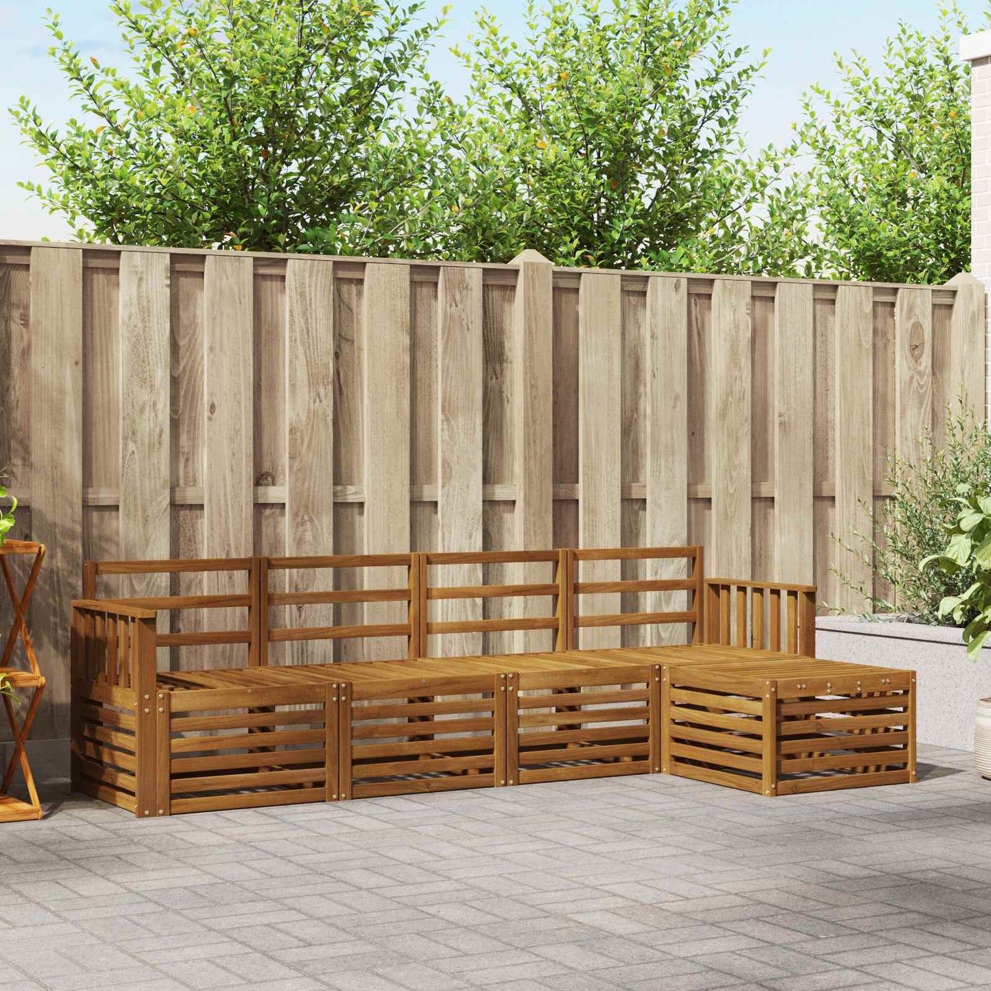 Set divani 5 pcs Naturale Legno di Acacia Massello