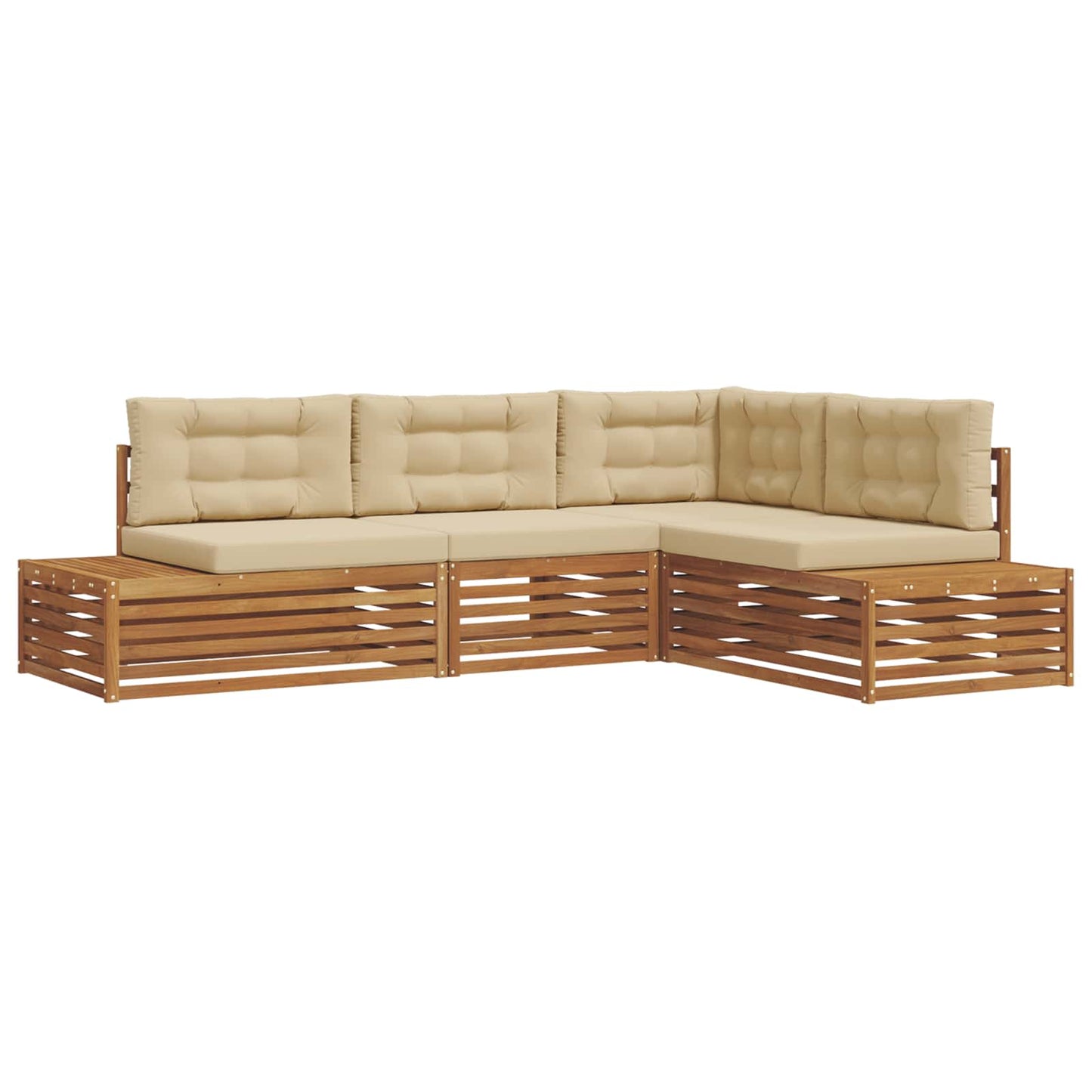Set di divani da esterno con cuscino 4 Pezzo Naturale e Beige