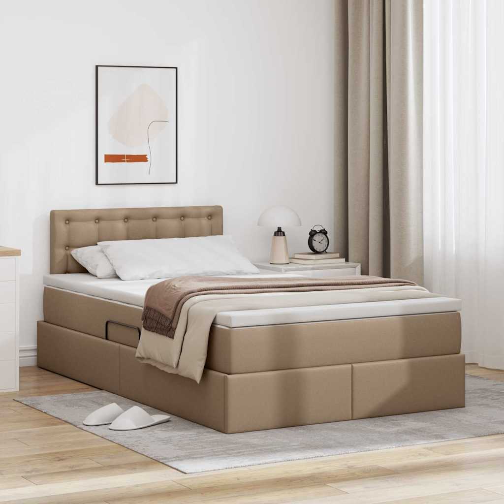 Letto con contenitore e LED con led Cappuccino 120 x 190 cm