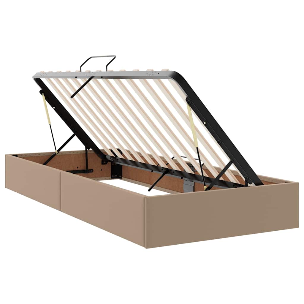 Letto con Contenitore Cappuccino 90 x 190 cm Pelle Sintetica