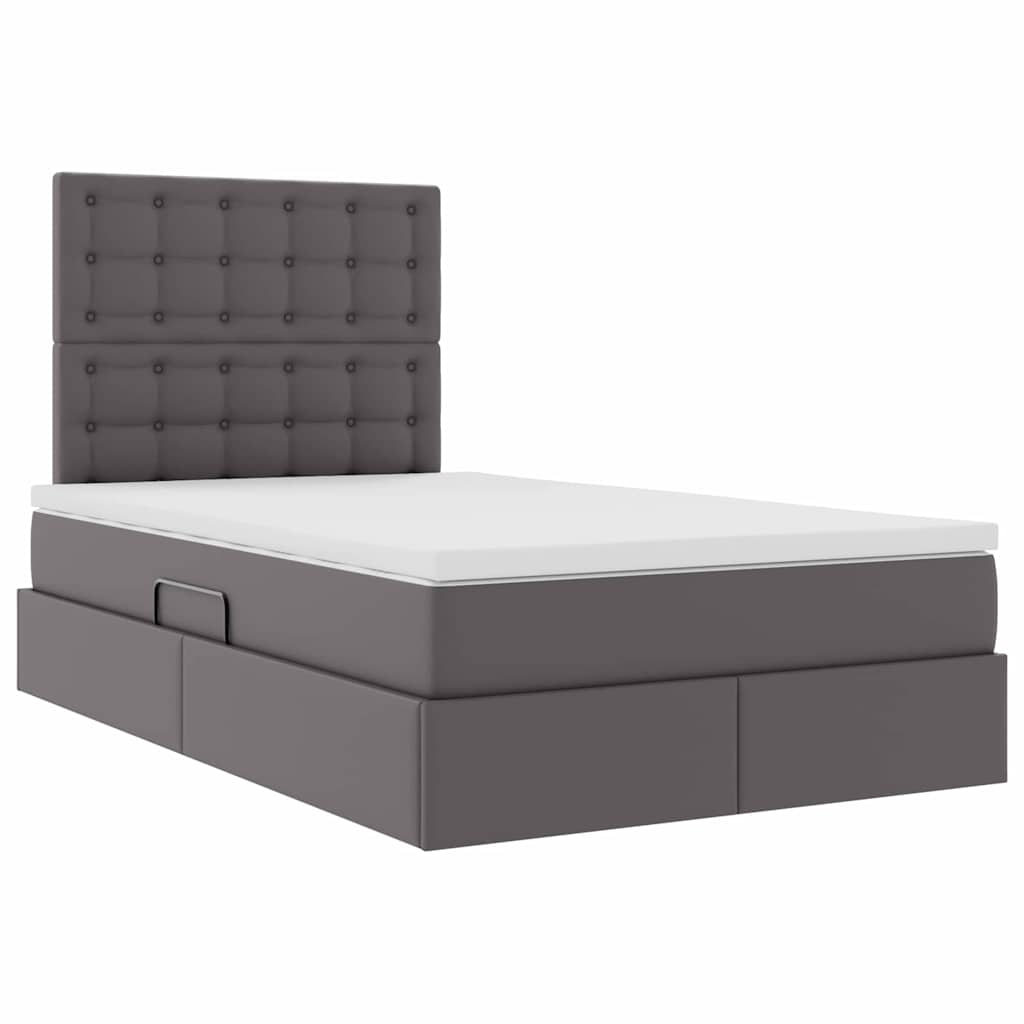 Letto con Contenitore Grigio 120 x 190 cm Pelle Sintetica
