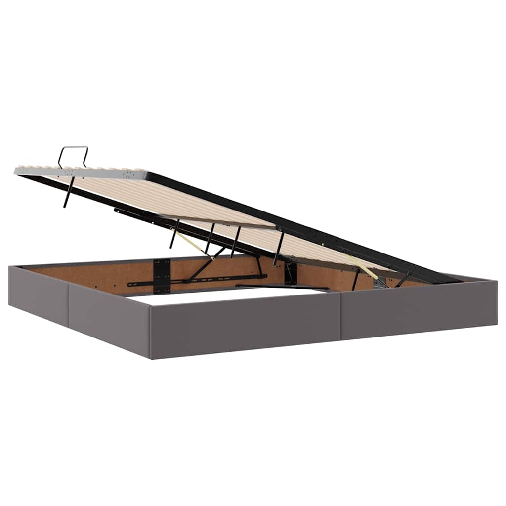 Letto con Contenitore Grigio 200 x 200 cm Pelle Sintetica