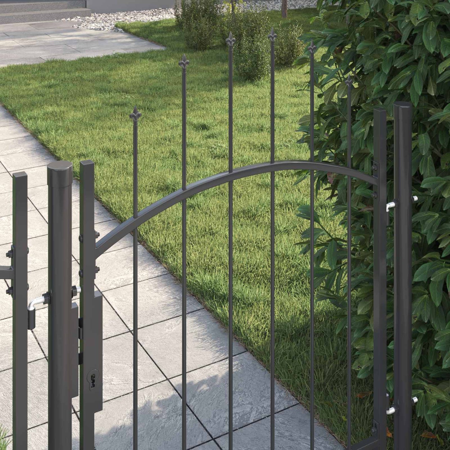 Cancello da giardino con blocco Grigio 150 x 100 cm Acciaio