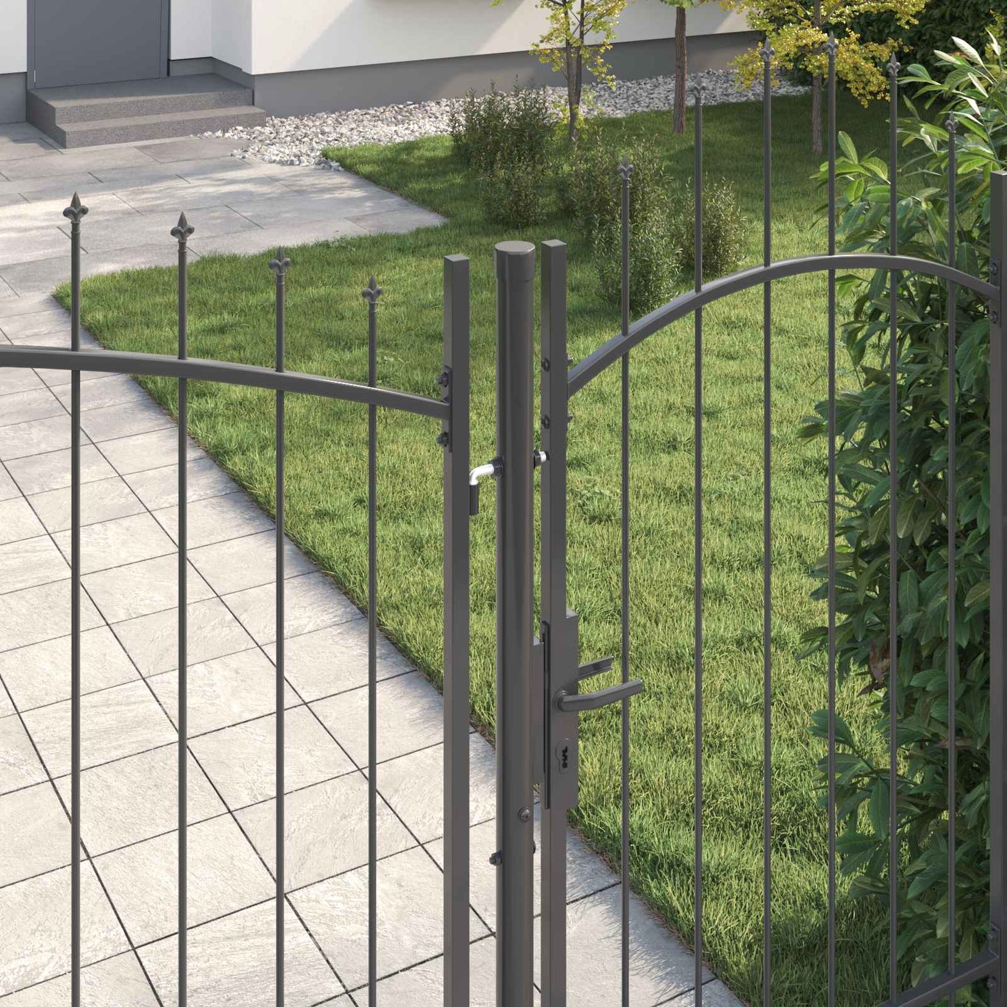 Cancello da giardino con blocco Grigio 195 x 400 cm Acciaio