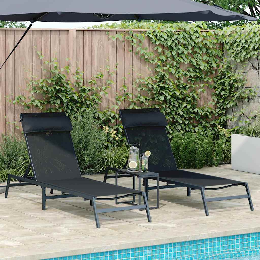 Lettini Sole 2-persona 3 pcs Nero e antracite Acciaio