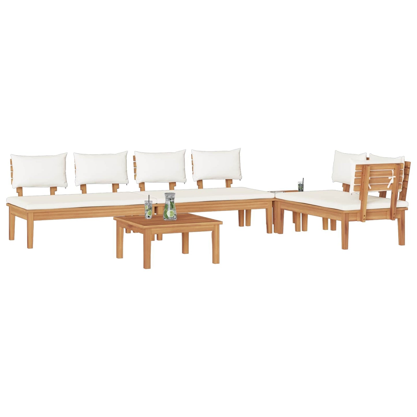 Set Divano da Giardino 5 pcs Marrone e Crema