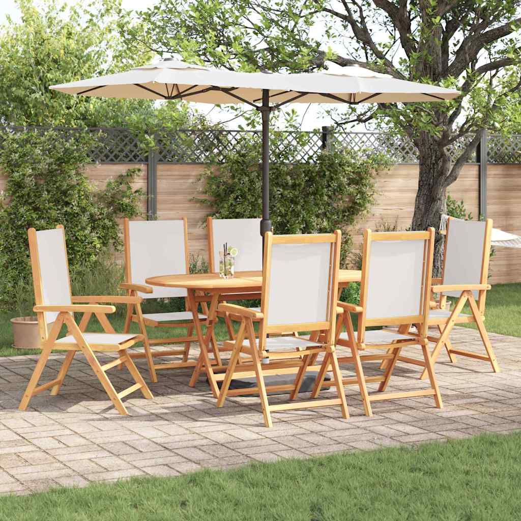 Set da Pranzo per Giardino 7 pcs Bianco Crema