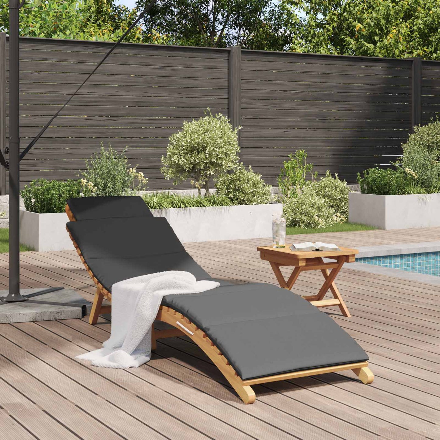 Lettino da Giardino con cuscino Marrone 198 x 55 x 58,5 cm