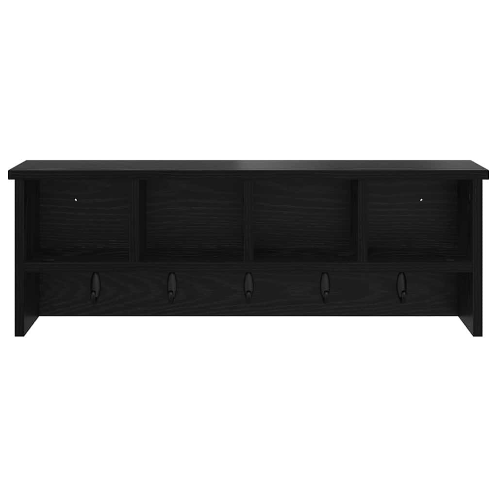 Appendiabiti a muro con lo scaffale Rovere nero 75 x 16 x 26 cm
