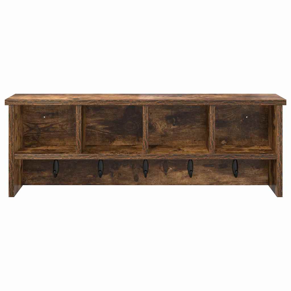 Appendiabiti a muro con lo scaffale Rovere fumo 75 x 16 x 26 cm