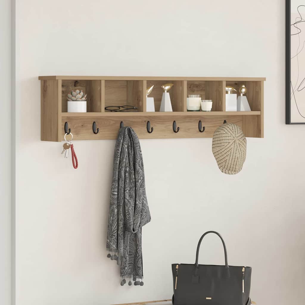 Appendiabiti a muro rovere artigianale 100 x 16 x 26 cm