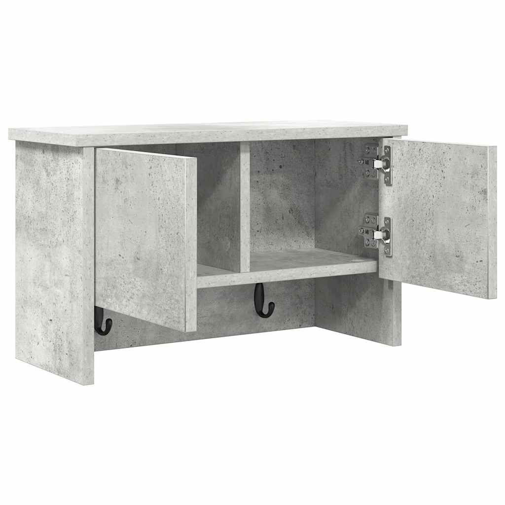 Appendiabiti a muro con porta Grigio cemento 50 x 20 x 30 cm