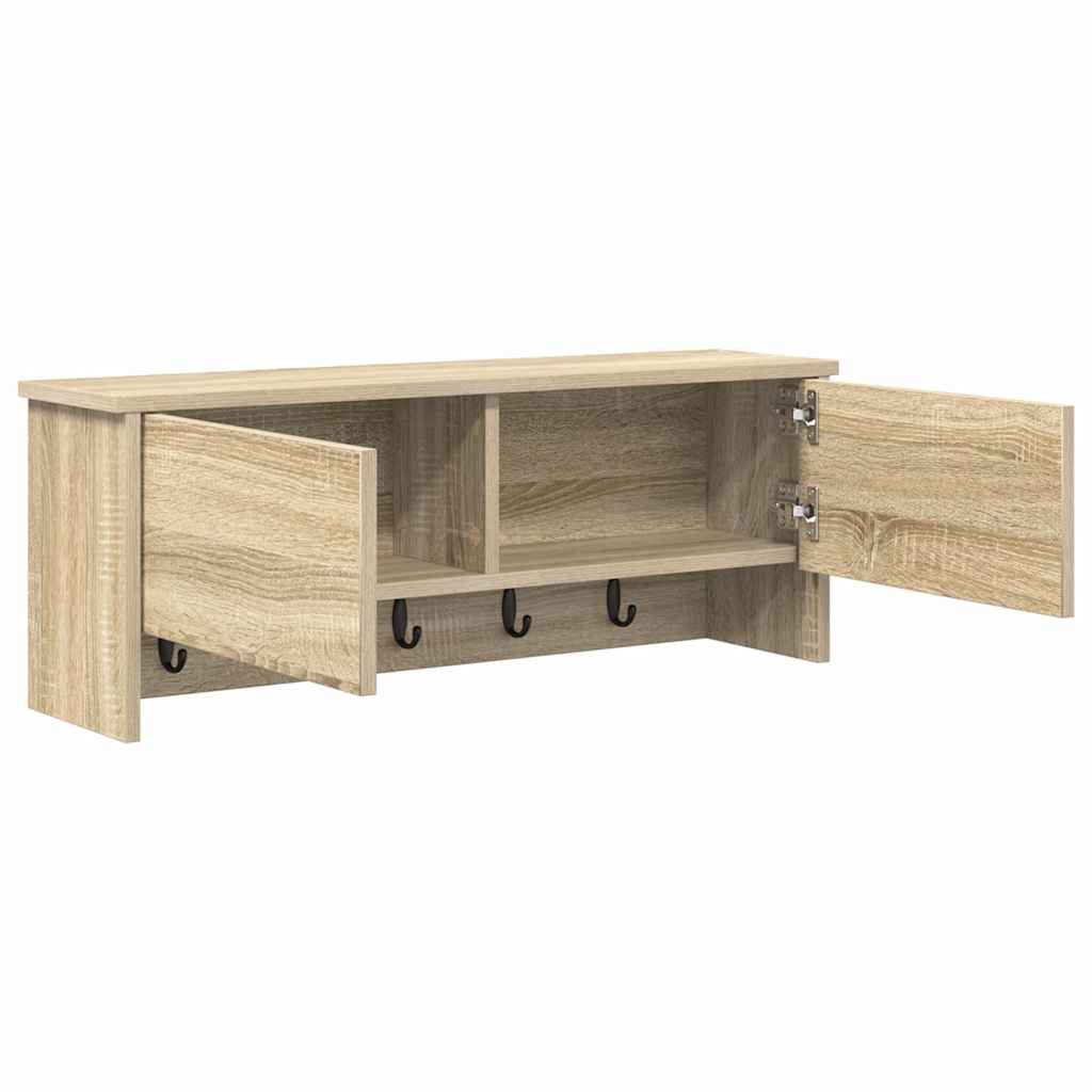 Appendiabiti a muro con porta Rovere Sonoma 80 x 20 x 30 cm