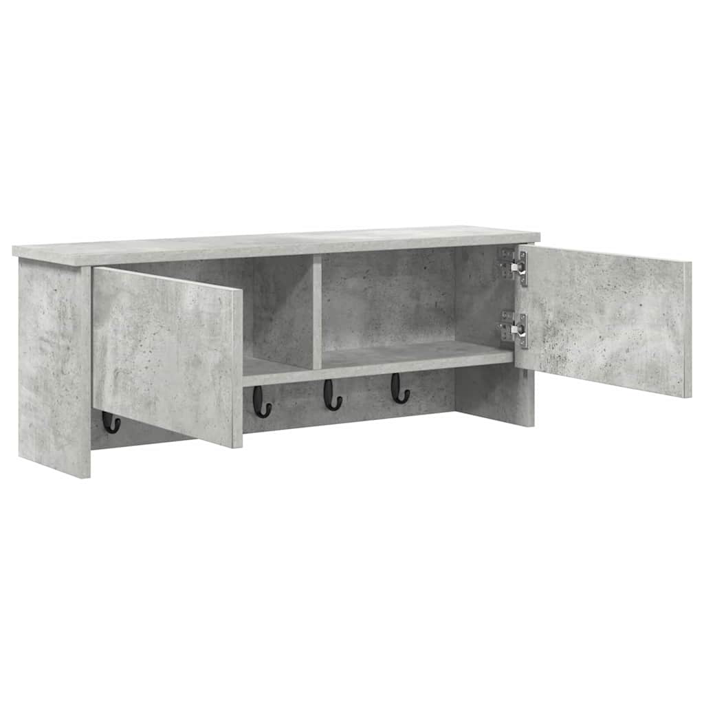 Appendiabiti a muro con porta Grigio cemento 80 x 20 x 30 cm