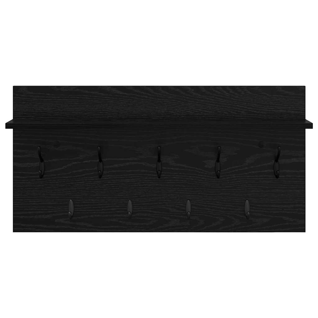 Appendiabiti a muro con lo scaffale Rovere Nero 80 x 40 x 12 cm