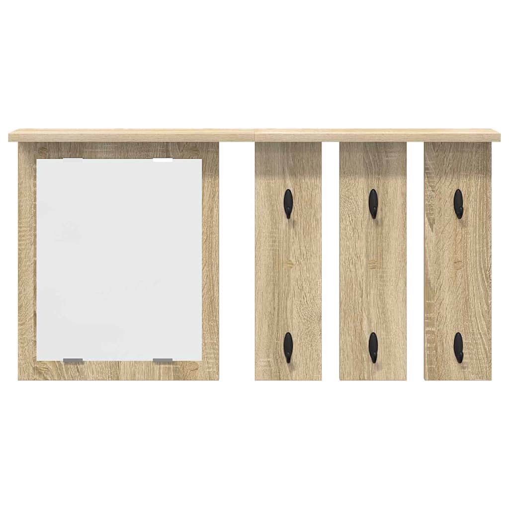 Appendiabiti a muro con specchio rovere sonoma 85 x 10 x 45 cm