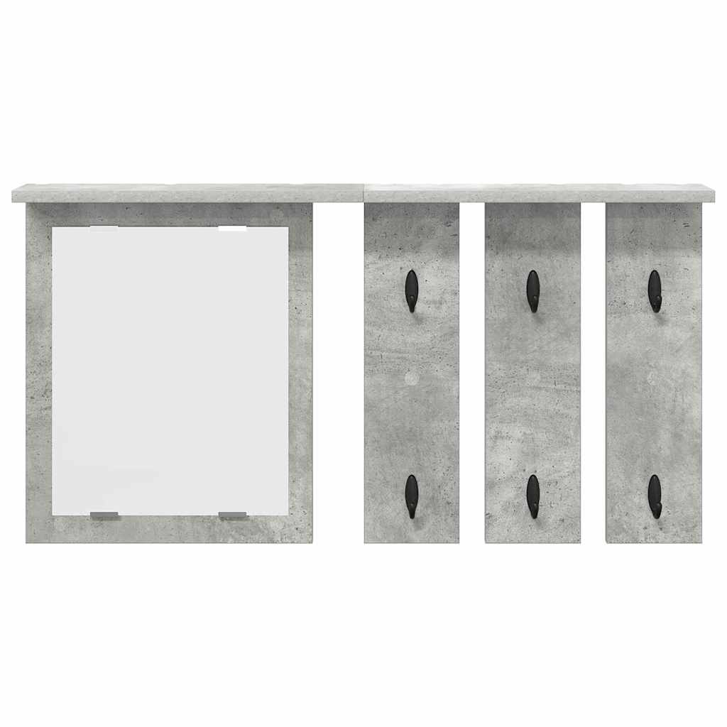 Appendiabiti a muro con specchio Grigio cemento 85 x 10 x 45 cm