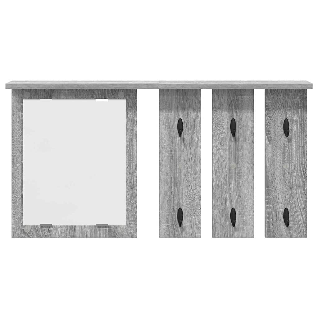 Appendiabiti a muro con specchio Grigio sonoma 85 x 10 x 45 cm