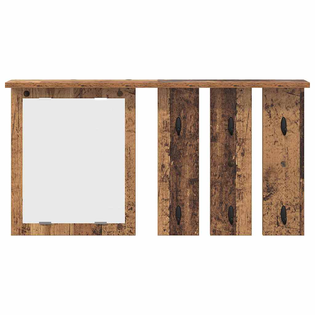 Appendiabiti a muro con specchio Legno vecchio 85 x 10 x 45 cm