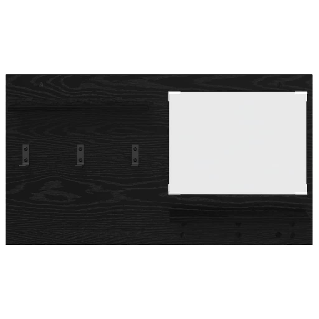 Appendiabiti a muro con lo scaffale Rovere Nero 90 x 10 x 50 cm