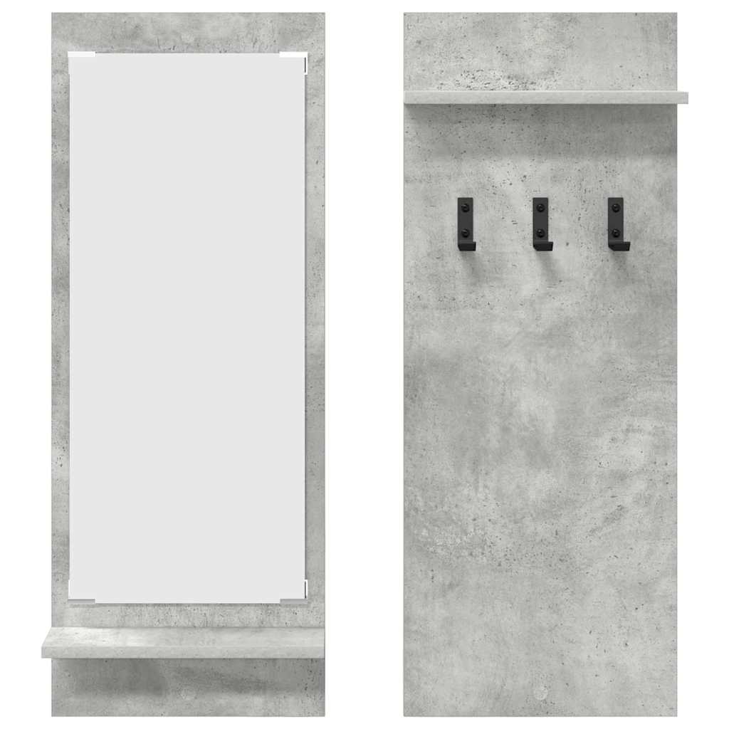 Appendiabiti a muro con specchio Grigio cemento 70 x 10 x 90 cm