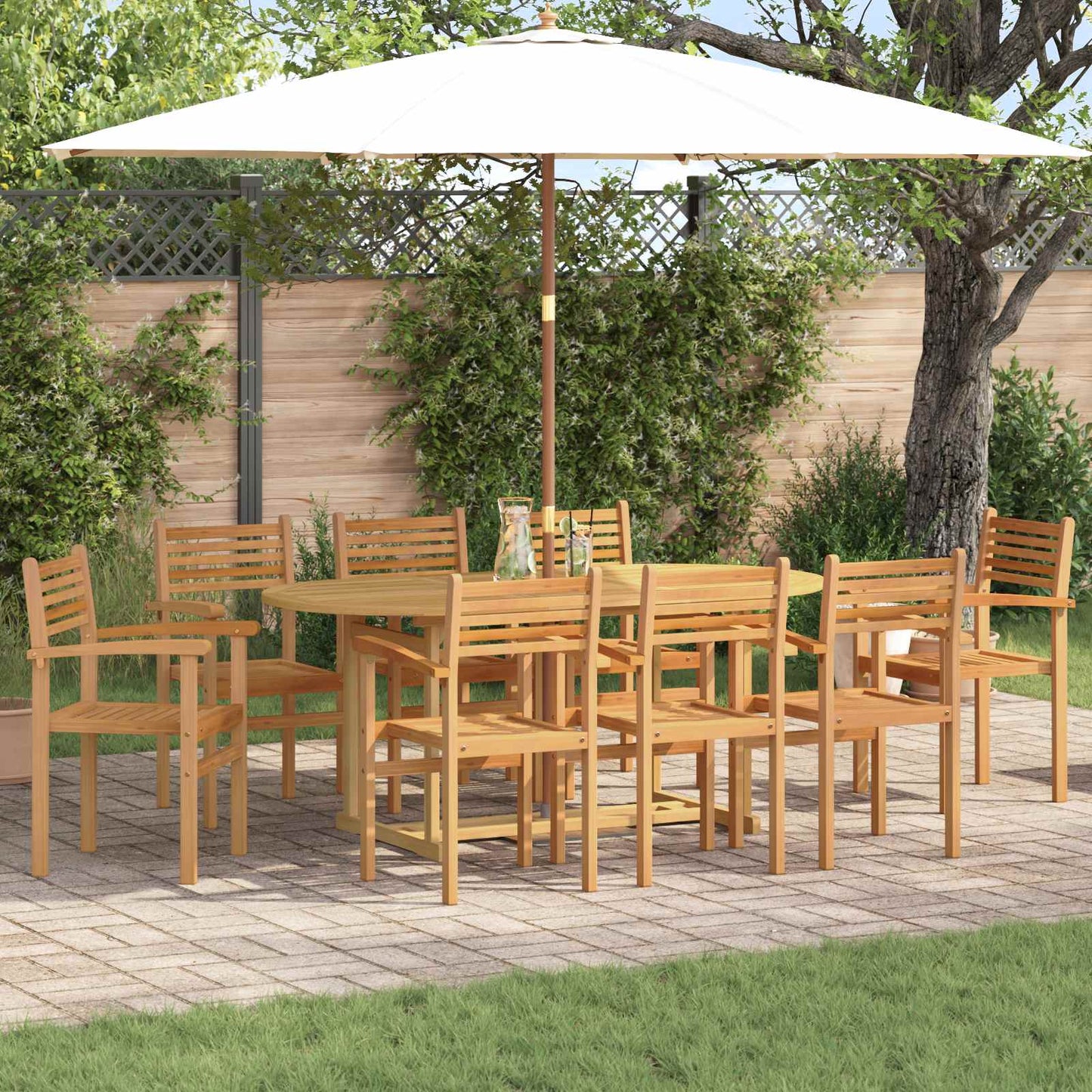 Set da Pranzo per Giardino 9 pcs Marrone Legno di teak solido