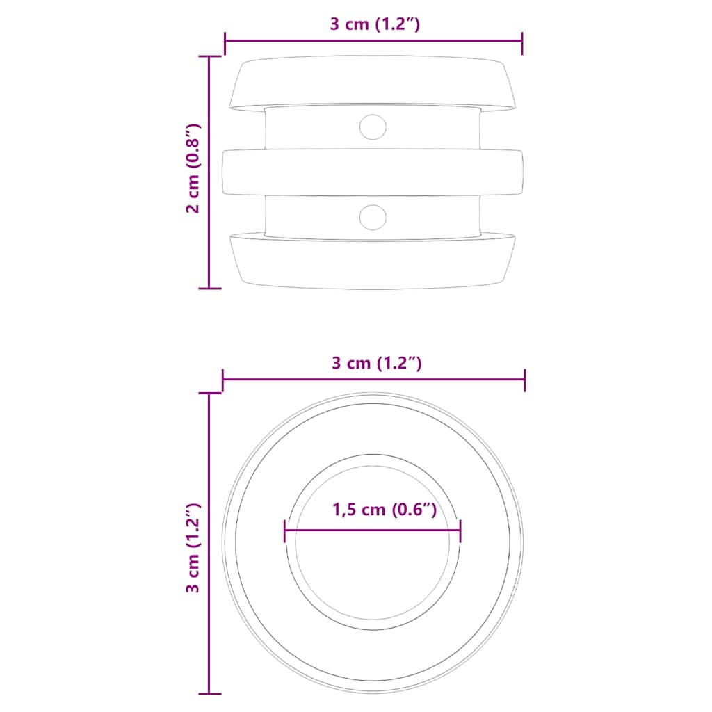 Paracolpi per tavolo da calcio balilla 16 pcs Nero 3 x 3 x 2 cm