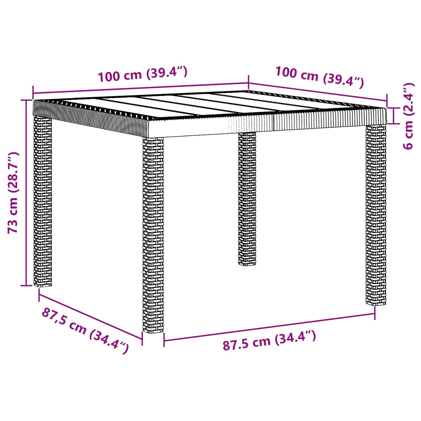Set da Pranzo per Giardino 5 pcs Antracite Polipropilene