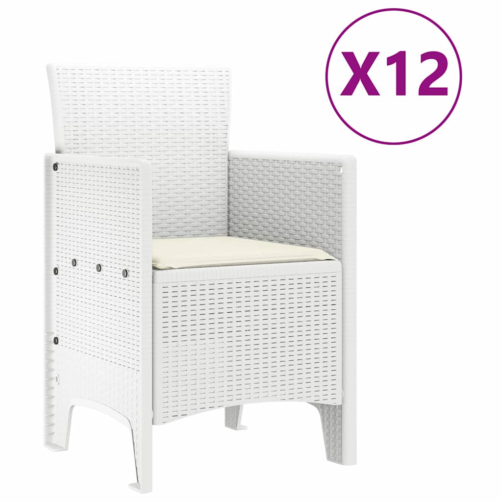 Set da Pranzo per Giardino con cuscino 13 pcs Bianco