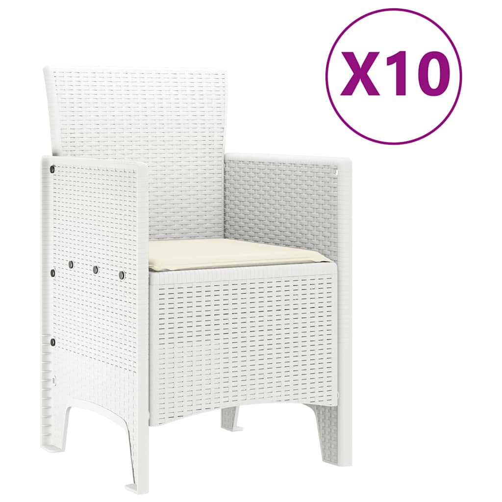 Set da Pranzo per Giardino con cuscino 11 pcs Bianco