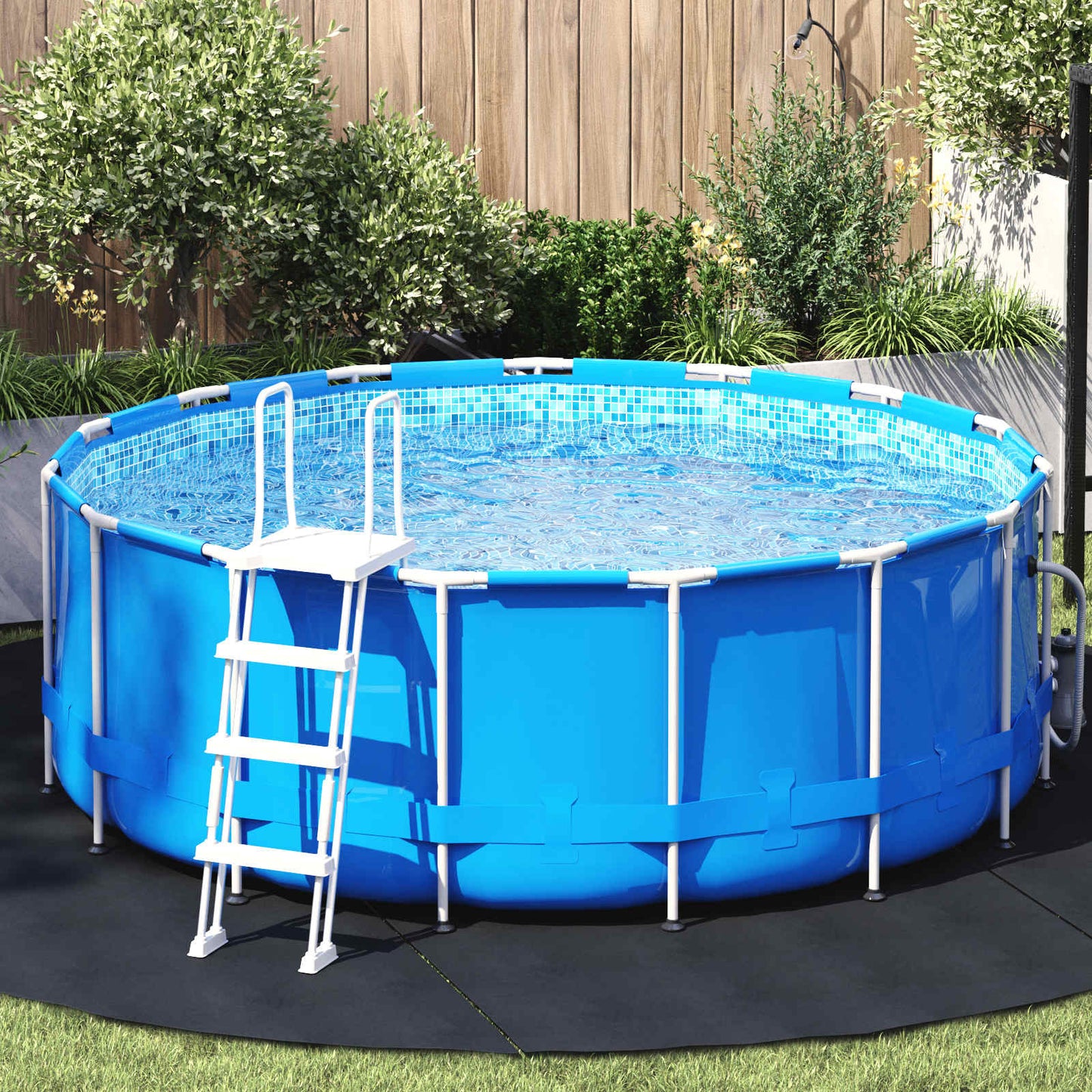 Telo per Fondo Piscina Nero Ø 306 cm Tessuto Non Tessuto