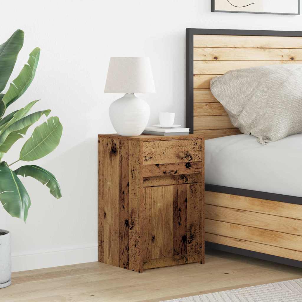 Armadio da Letto LED con cassetto Legno vecchio 38 x 34 x 61 cm