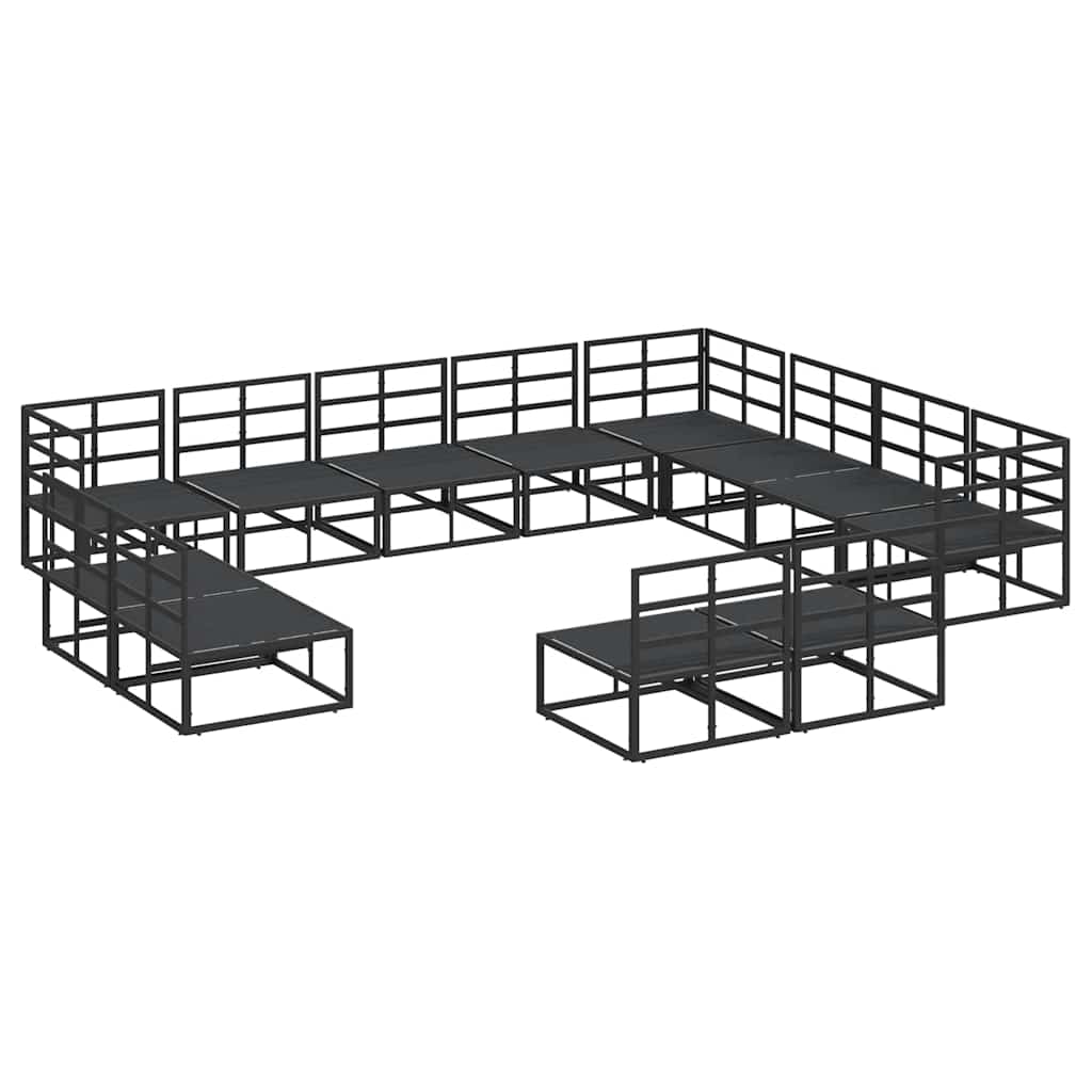 Set Divano da Giardino con cuscino 12 pcs Nero Alluminio