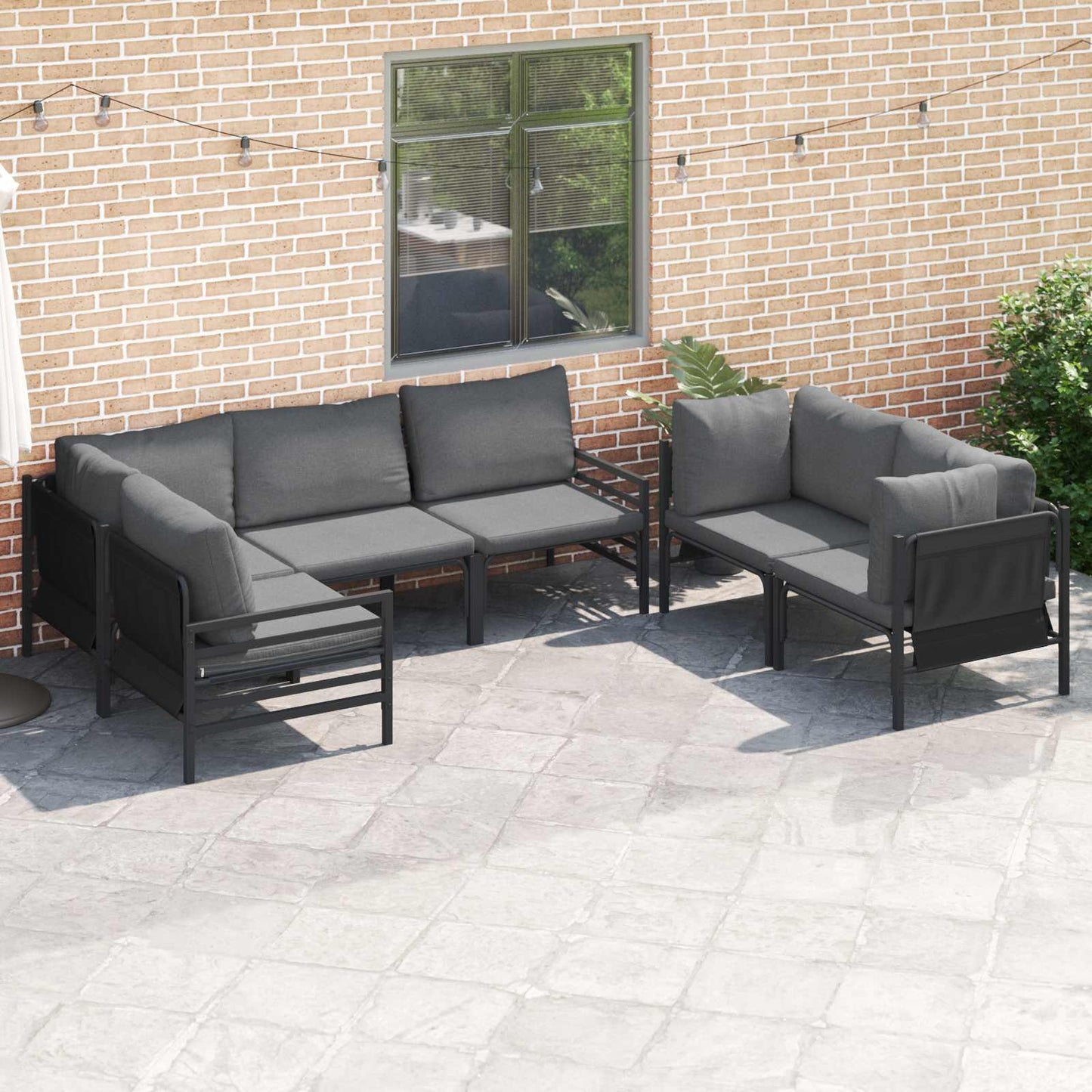 Set Divano da Giardino con cuscino 6 pcs Antracite Acciaio