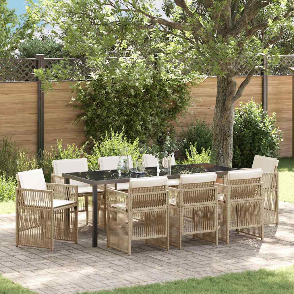 Set da Pranzo per Giardino 9 pcs Beige