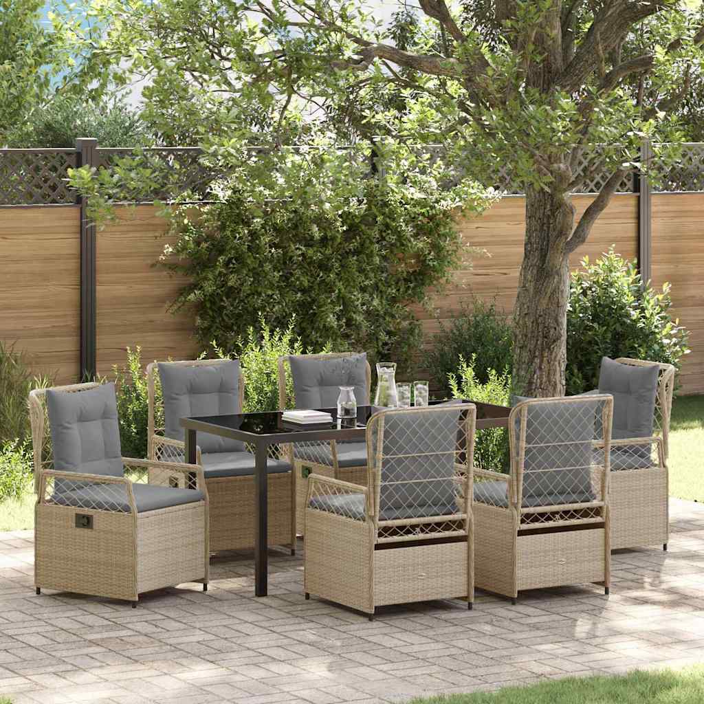 Set da Pranzo per Giardino 7 pcs Beige e Grigio Chiaro