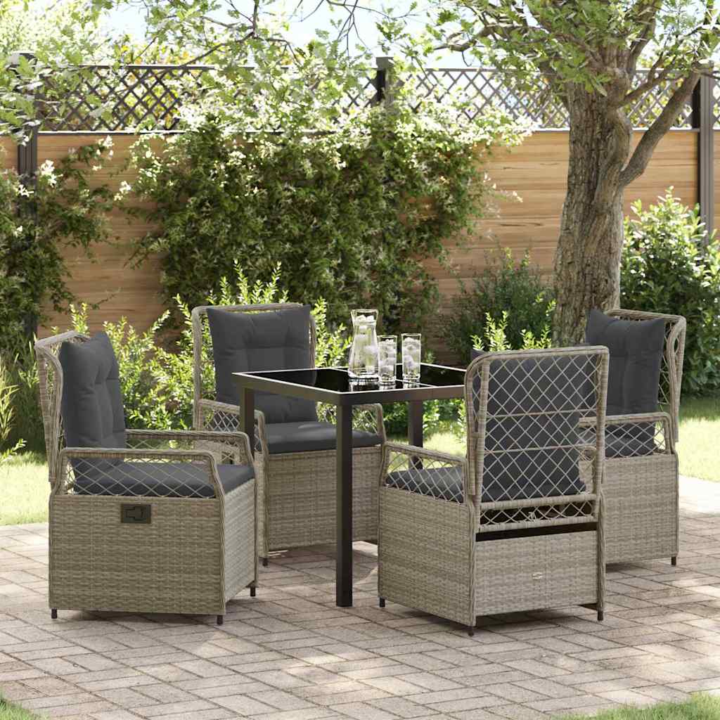 Set da Pranzo per Giardino 5 pcs Grigio chiaro polyrattan