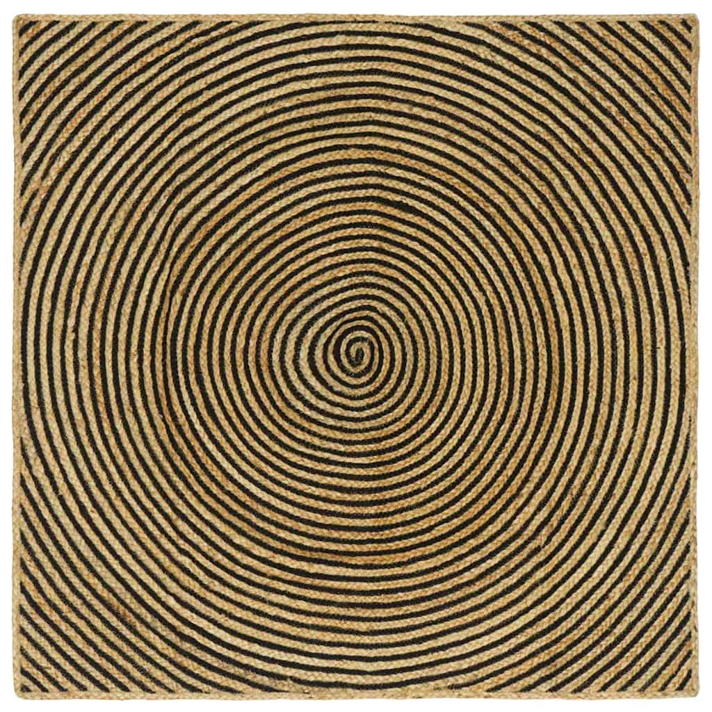 Tappeto Naturale e Nero 120 x 120 cm Juta