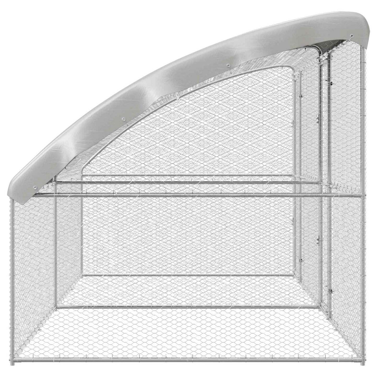 Gabbia per polli 2 pcs Argento 400 x 200 x 200 cm Acciaio e PE