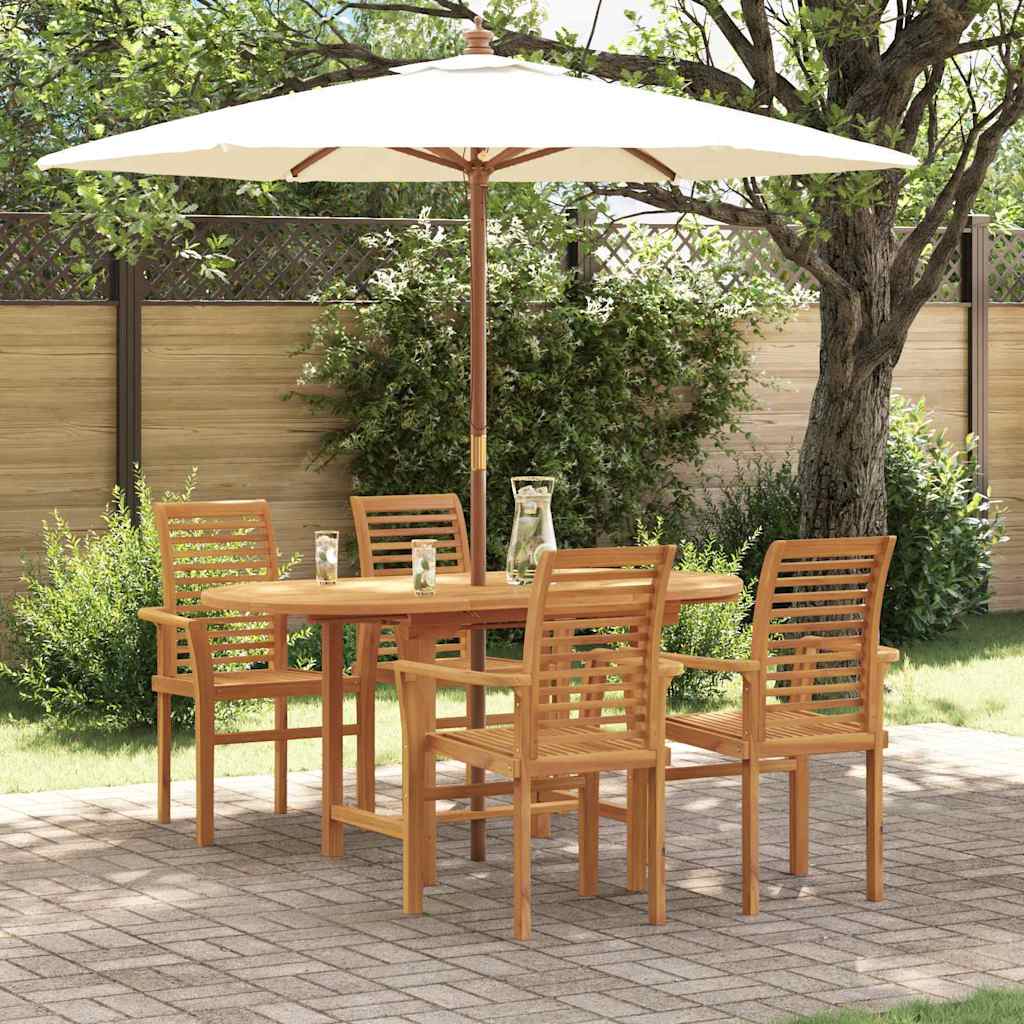 Set da Pranzo per Giardino 5 pcs Marrone Legno di teak solido