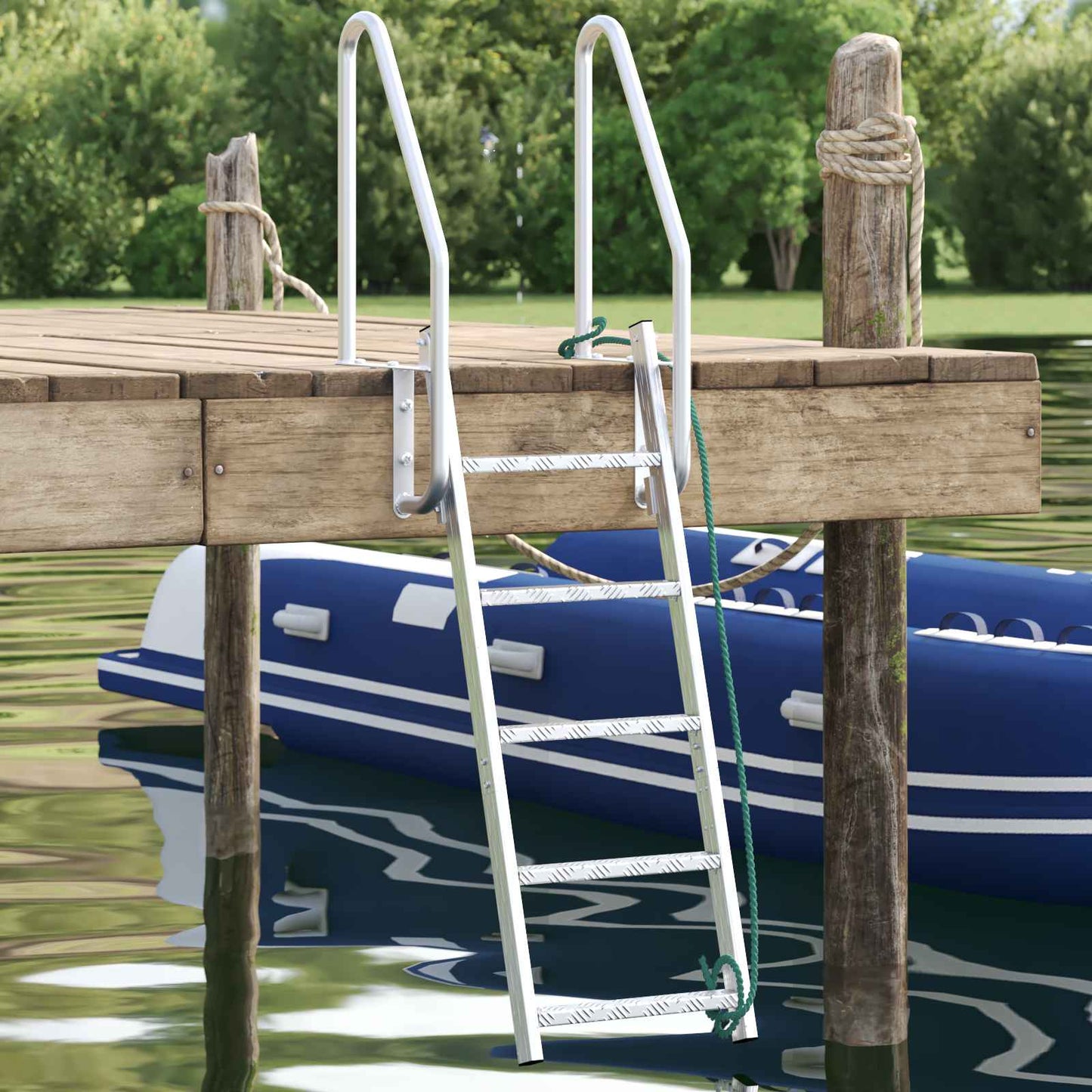 Scala da Dock a 5 Gradini Argento 58 x 77 x 191 cm Alluminio