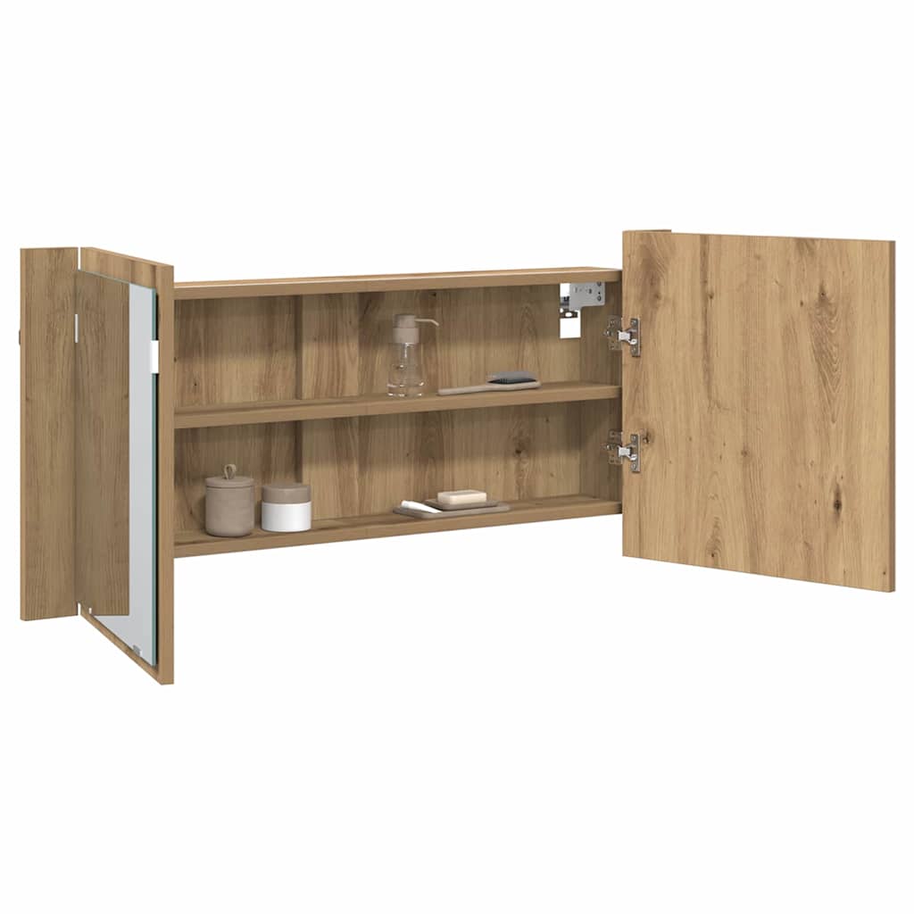 Armadio Specchio LED Rovere artigianale 100 x 12 x 45 cm