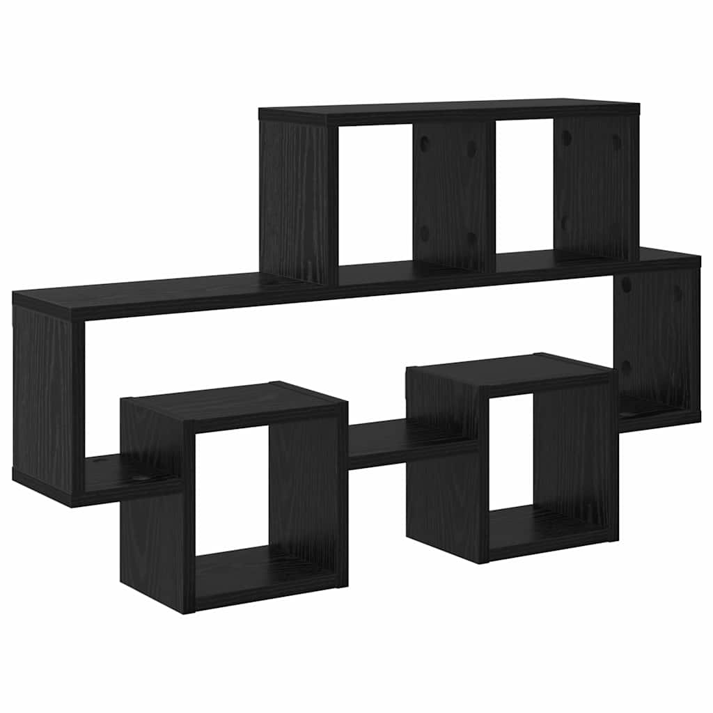 Scaffale da parete con lo scaffale Rovere nero 82 x 15 x 51 cm