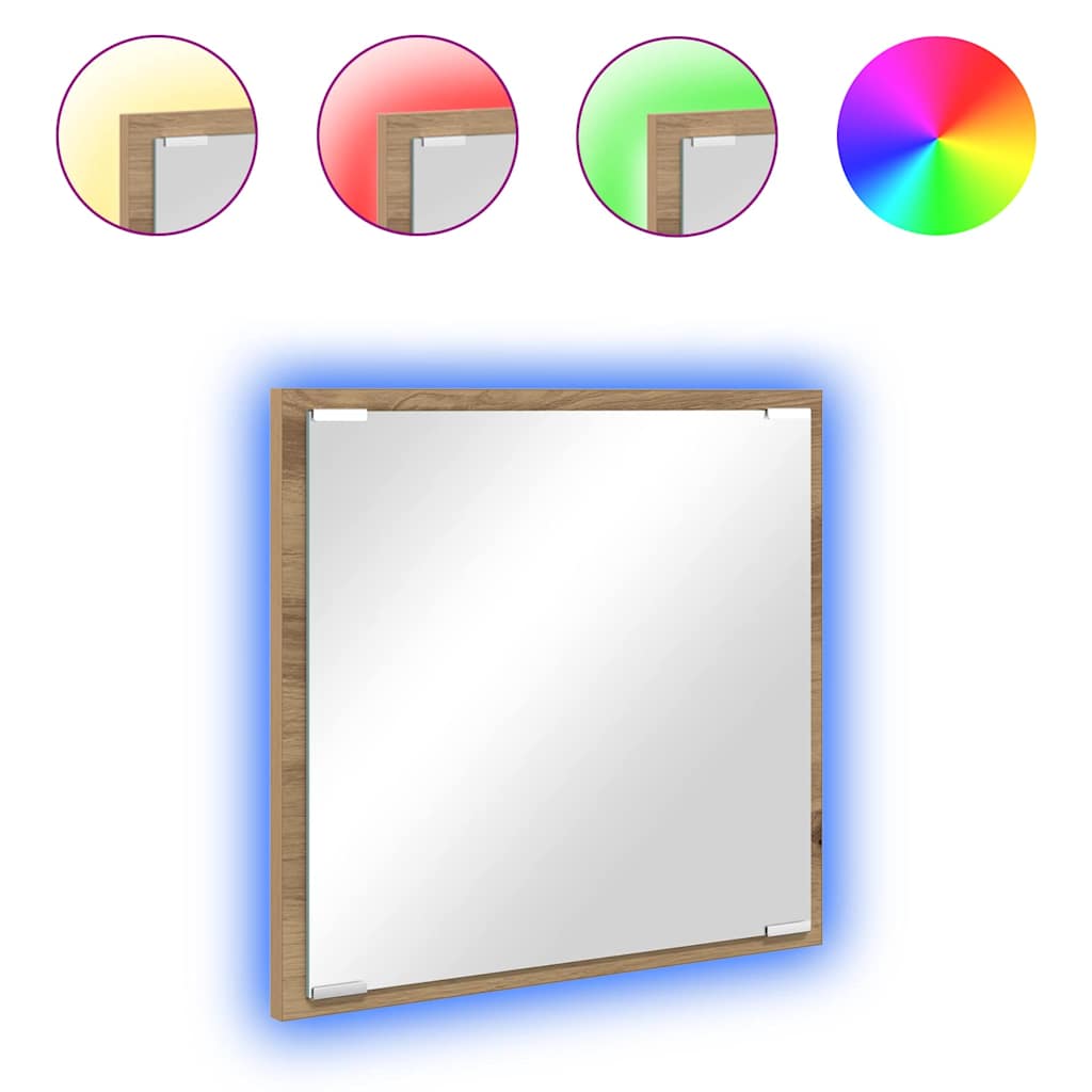 Specchio da bagno LED Rovere artigianale 40 x 37 x 8.5 cm