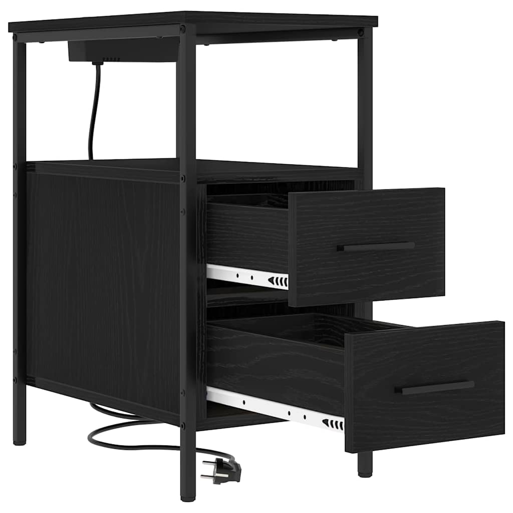 Armadio da Notte Rovere Nero 30 x 48 x 61 cm Legno multistrato