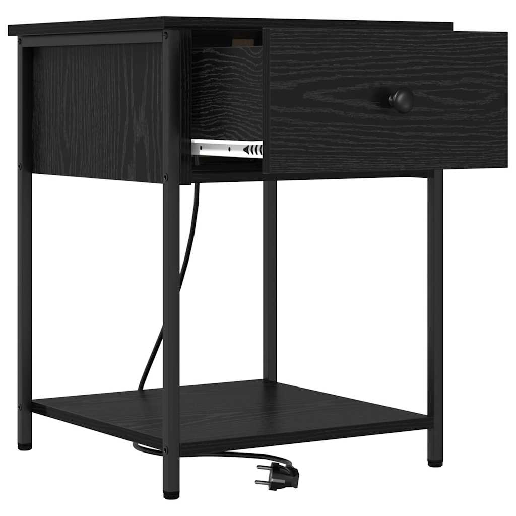 Armadio da Notte Rovere Nero 42 x 41 x 56 cm Legno multistrato