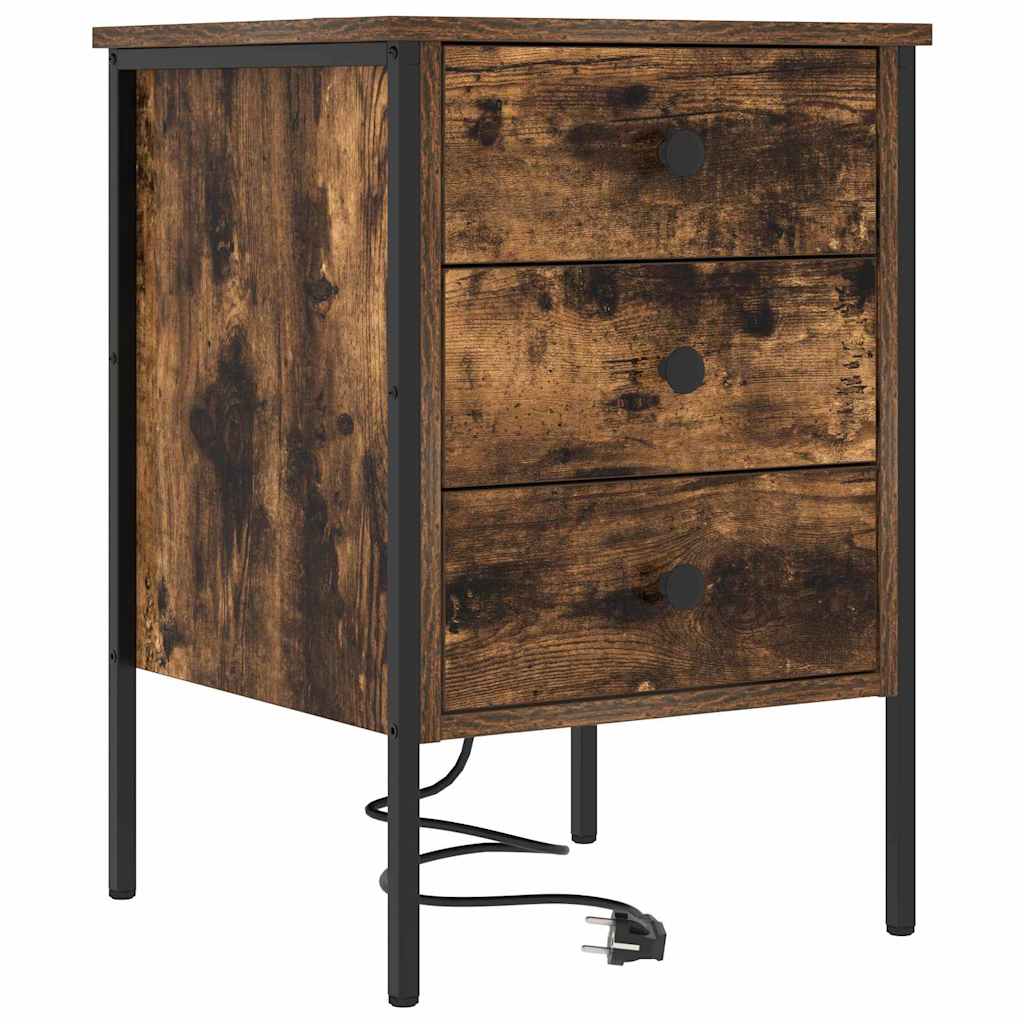 Armadio da Notte con cassetto 2 pcs Rovere fumé 42 x 41 x 61 cm