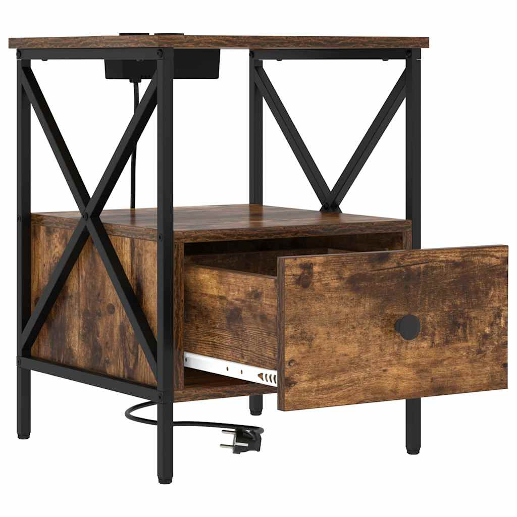 Armadio da Notte con cassetto Rovere fumé 41,5 x 40,5 x 55 cm