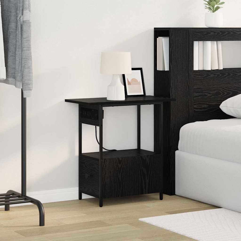 Armadio da Notte Rovere Nero 60 x 30 x 61 cm Legno multistrato